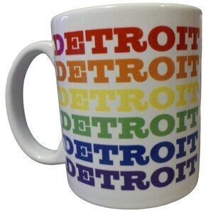 Rainbow Detroit Pride Spelled Out Coffee Mug Tea Cup Stoneware Unbranded